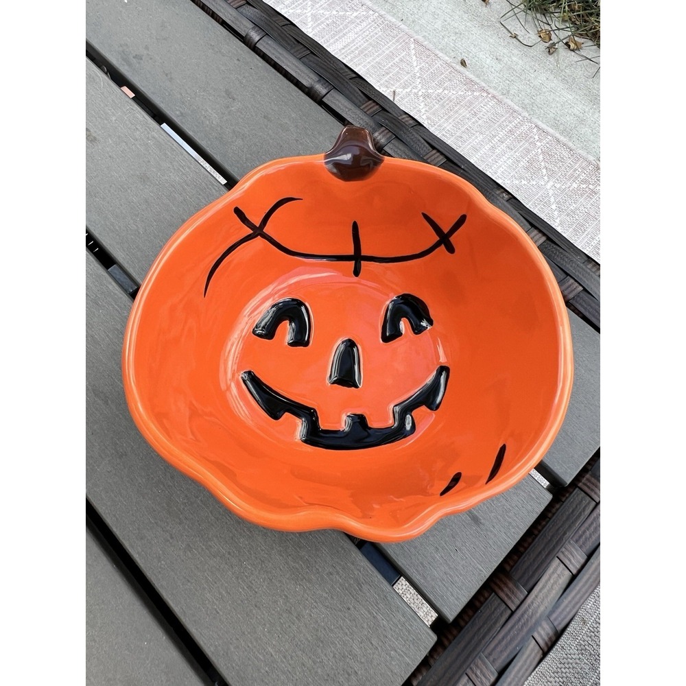 Pottery Barn Vintage Halloween Candy Dish Small Serving Bowl Pumpkin Snack 5.5"